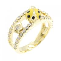 K18YG テントウムシ×フラワー 樹脂 リング