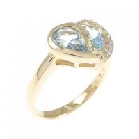 K18YG ハート ブルートパーズ リング 1.30CT