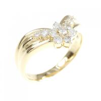 K18YG フラワー ダイヤモンド リング 0.32CT