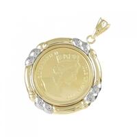 K18YG/PT(枠) コイン ペンダント