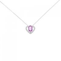 PT/K18WG ハート サファイヤ ネックレス 0.96CT