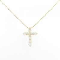 K18YG クロス ダイヤモンド ネックレス 0.50CT