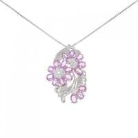 K14WG フラワー サファイヤ ネックレス 3.17CT 拡散処理未検査
