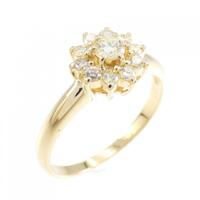 K18YG フラワー ダイヤモンド リング 0.31CT