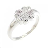 K18WG クローバー ピンクダイヤモンド リング 0.05CT