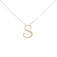 K18YG イニシャルS ダイヤモンド ネックレス 0.01CT
