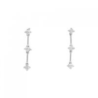 K18WG スリーストーン ダイヤモンド ピアス 0.20CT