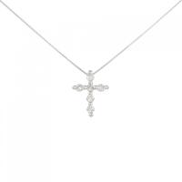 K18WG クロス ダイヤモンド ネックレス 0.35CT