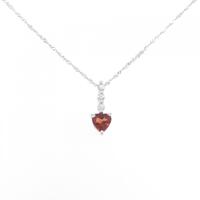 K18WG/750WG ハート ガーネット ネックレス 0.50CT