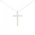 K18WG クロス ダイヤモンド ネックレス 0.25CT