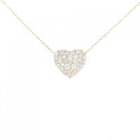 K18YG ハート パヴェ ダイヤモンド ネックレス 1.36CT