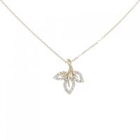 K18YG リーフ ダイヤモンド ネックレス 0.10CT