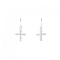 K18WG クロス ダイヤモンド ピアス 0.18CT