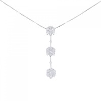 K18WG フラワー ダイヤモンド ネックレス 1.00CT