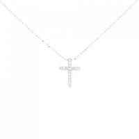 K18WG クロス ダイヤモンド ネックレス 0.13CT