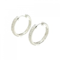 K18WG フープ ダイヤモンド ピアス 1.0CT