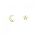 750YG/K18YG ダイヤモンド ムーン × スター ピアス 0.10CT
