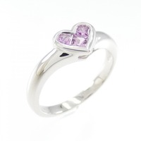 K18WG ハート サファイヤ リング 0.34CT 拡散処理未検査