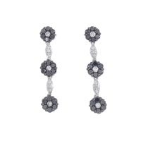 K18WG/K18BG フラワー ダイヤモンド ピアス 1.06CT