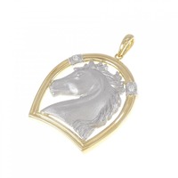 K18YG/PT ホースシュー ダイヤモンド ペンダント 0.05CT