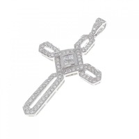 K18WG クロス ダイヤモンド ペンダント 1.00CT