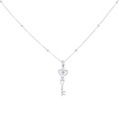 K18WG ハート×キー ダイヤモンド ネックレス 0.01CT