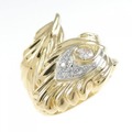 K18YG/PT フェザー ダイヤモンド リング 0.10CT