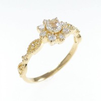K18YG フラワー ダイヤモンド リング 0.23CT