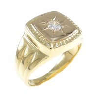 K18YG 印台 ダイヤモンド リング 0.16CT