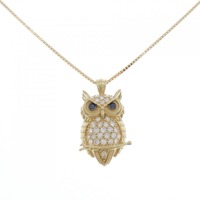 K18YG フクロウ ダイヤモンド ネックレス 0.35CT