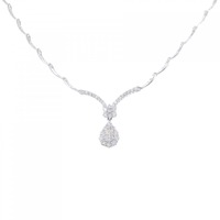 K18WG フラワー ダイヤモンド ネックレス 0.373CT