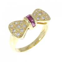 K18YG リボン ルビー リング 0.20CT