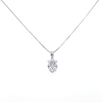PT/750WG フラワー ダイヤモンド ネックレス 0.43CT