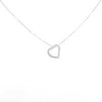 K18WG ハート ダイヤモンド ネックレス 0.14CT