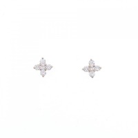 K18PG フラワー ダイヤモンド ピアス 0.22CT