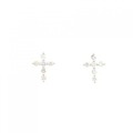 K18WG クロス ダイヤモンド ピアス 0.2CT