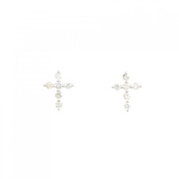 K18WG クロス ダイヤモンド ピアス 0.2CT