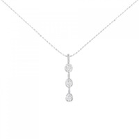 K18WG スリーストーン ダイヤモンド ネックレス 0.30CT