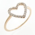 K18PG ハート ダイヤモンド リング 0.15CT