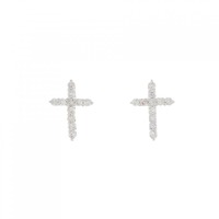 【新品】K18WG クロス ダイヤモンド ピアス 0.20CT