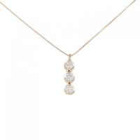 K18PG スリーストーン ダイヤモンド ネックレス 0.32CT
