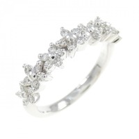 K18WG フラワー ダイヤモンド リング 0.28CT