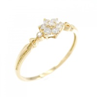 K18YG フラワー ダイヤモンド リング 0.15CT