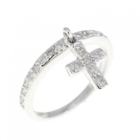 K18WG クロス ダイヤモンド リング 0.35CT