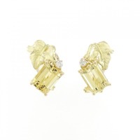 K18YG リーフ ベリル ピアス/イヤリング 3.60CT