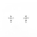 K18WG クロス ダイヤモンド ピアス 0.24CT