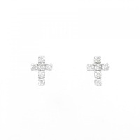 K18WG クロス ダイヤモンド ピアス 0.24CT