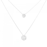 K18WG フラワー ダイヤモンド ネックレス 0.67CT