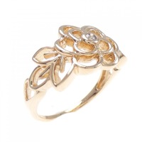 K18PG フラワー ダイヤモンド リング 0.02CT