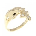 K18YG ドルフィン ダイヤモンド リング 0.04CT